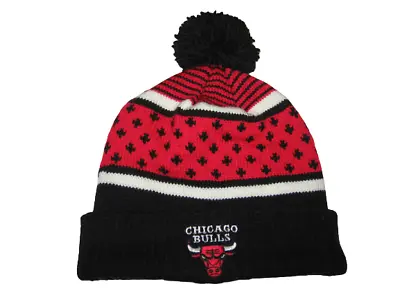 Chicago Bulls Mitchell & Ness Pom Beanie Ski Red Black White Cap Hat • $18.20