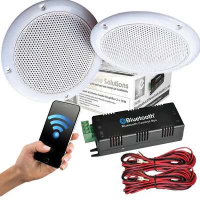 £49.99 • Buy Kitchen Bathroom Ceiling Speakers And Wireless Bluetooth Amplifier System Kit