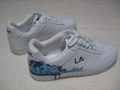 Old School LA Gear Graffiti Los Angeles White Leather Womens Size 11 Shoes • $79.99