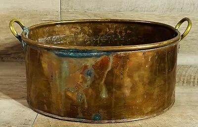 Old Vintage French Copper Pot Large Double Handles ￼13” Long Rolled Edge • $65.99