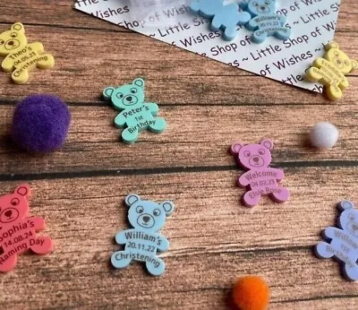 £11.99 • Buy Personalised Christening Favours Teddy Bear Decoration Naming Day Birthday Gifts