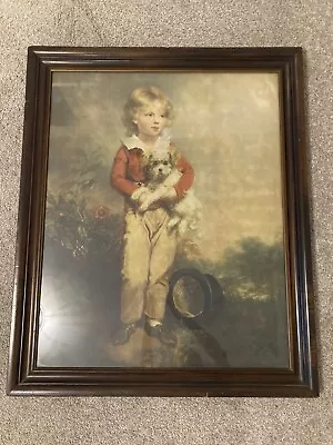 Large Jane Freeman Print Master Simpson Boy & Puppy Ornate Antique Wood Frame • $100