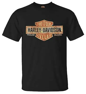 Harley-Davidson Men's Distressed Elongated Bar & Shield Black T-Shirt 30296553 • $30.95