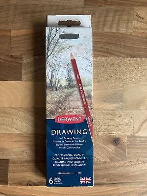 £6.95 • Buy Derwent Professional Soft Drawing Pencils 6pc Set Metal Tin Sharpener