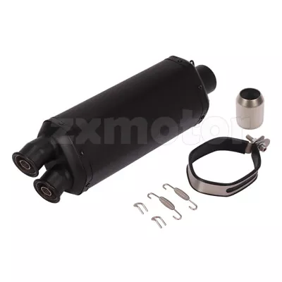 Motorcycles Exhaust Muffler Tail Pipe 430mm 17  Full Black Dual Outlet DB Killer • $149.99