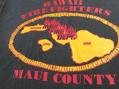 Rare Vintage Maui County Firefighters Hawaii Shirt L • $83.88