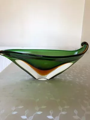 Murano Sommerso Art Glass Stunning Freeform Centerpiece Bowl • £29.95