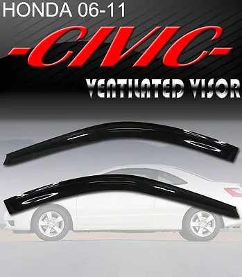 Smoke 2006-11 Civic Coupe Window Deflectors Visor Vent Rain/Sun/Wind/Snow Guard • $29.99