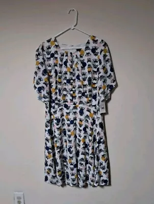 Eloquii Dress Womens 18 White A-line Butterfly Tulip Sleeve Keyhole  • $35
