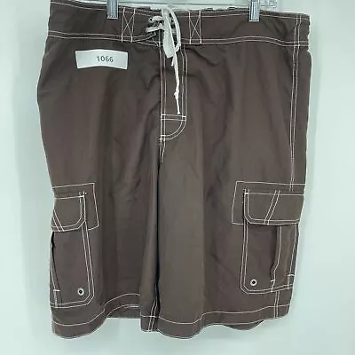 Merona Swim Trunks Men's Large Brown Drawstring Built In Brief Pockets • $8.99