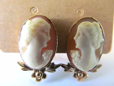 Vintage Van Dell Gold Filled Oval Hand Craved Shell Cameo Screw Back Earrings • $14.99