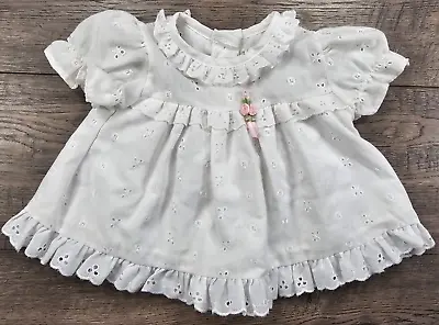 Baby Girl Clothes Alexis Preemie White Eyelet Pink Little Rose Dress • $28.99