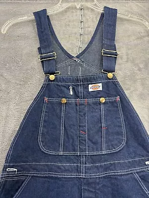 VTG Dickies Dark Denim Jean Bib Overalls USA Made 36W 32L Cotton 20697 Farm • $44.95