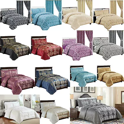 Jacquard Quilted Bedspread Comforter Set Throw Double King Super King Bed Size • £35.99