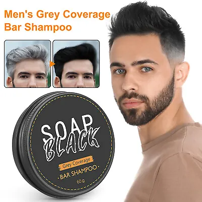 Men's Grey Coverage Bar Shampoo Hair Darkening Black Soap For Grey Hair Cover US • $7.99