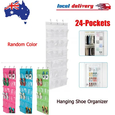 $18.99 • Buy 24 Pocket Hanging Shoe Organizer Rack Hanger Bag Closet Storage Holder Over Door