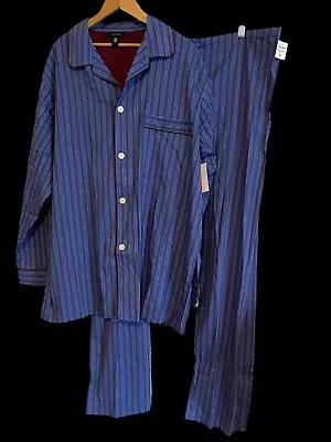 NWT 90s Club Room Charter Club Blue Red Stripe Pajama Lounge Set Men Size XL VTG • $24.49