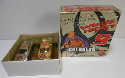 $20 • Buy #9 Goldberg Wrestling Nascar 2 Car Set Car Covers Real Gold 2481 COA 1/64 NIB
