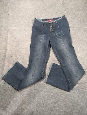 Vintage 2000s Low Rise Zana Di Denim Flared Raw Hem Pants Sz 7 • $32