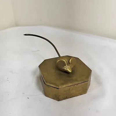 Brass Mouse Ring Holder Paperweight Receipt Keeper Jewelry Box Dresser Vintage • $23.99