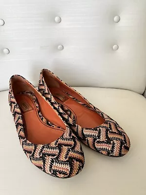 Missoni Knit Striped Classic Ballet Flat Shoe Italy Women’s 38 1/2 Designer • $42