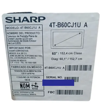 $799.99 • Buy 4T-B60CJ1U Sharp 4T-B 60  Class 4K UHD Commercial LED TV