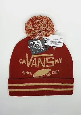 Vans Wicked Dry Thermo Patch Pom Russet Beanie Hat • £14.99