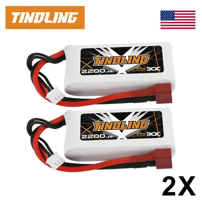 $28.99 • Buy 2x 2200mAh 30C 7.4V Lipo Battery 2S Deans Plug RC Car Airplane Helicopter Boat