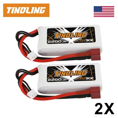 2x 2200mAh 30C 7.4V Lipo Battery 2S Deans Plug RC Car Airplane Helicopter Boat • $21.24