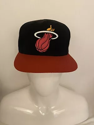 Miami Heat Mitchell & Ness Snapback Baseball Hat  Cap Embroidered Black Red • $9.99