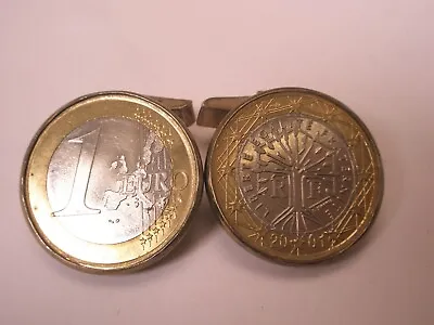 2001 One Euro Coin MODERN Cuff Links Money Cash • $32.49