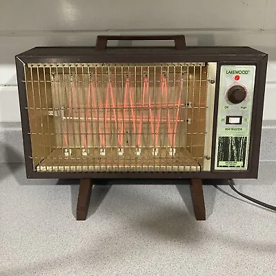 Vtg Lakewood Model 415 Electric Portable Space Heater 1200 1500 Watts Brown Camp • $83.99