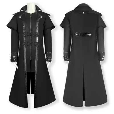 Medieval Vampire Coat Gothic Coat Dark Black Long Jacket Party Cosplay Costume • $56.99