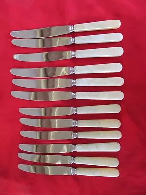 Vintage Faux Pearl  Handles Grosvenor Stainless Steel Knives X 12 • $49.95