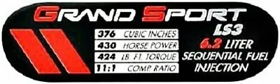 C6 GS Corvette Spec Data ID Metal Plate Emblem LS3 430HP 10-13 Grand Sport • $20.99
