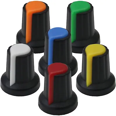 Plastic Colour Cap Control Knob - Potentiometer - 6mm Splined Mixer Volume Knob • £3.97