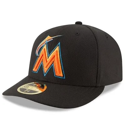 New Era Diamond Era 2016 Miami Marlins 59FIFTY Low Profile Fitted Hat-Black7 1/4 • $22.99