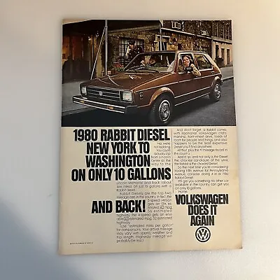 1980 Volkswagen VW Rabbit Diesel Print Ad Original Vintage Does It Again • $7.35