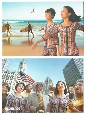 $17.99 • Buy Singapore Girls On Bondi Beach & Chicago - Singapore Airlines Coloured Postcards