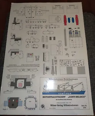 Wilhelmshavener Motor Cargo Ship Conti Belgica 1055 1:250 Paper Card Model NOS • $17.99