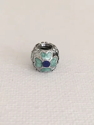 Pandora Blue Green Enamel Daisy Flower Silver Charm • $28.50