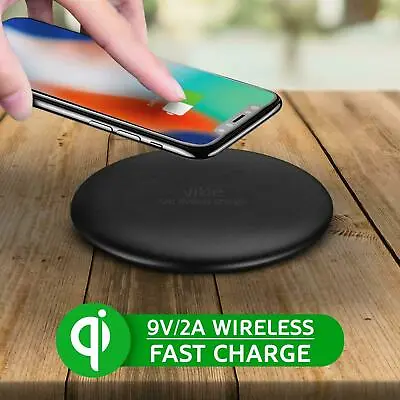 Qi Cordless Charger Fast Charging Pad For IPhone 14 13 12 11 Pro XS Max Samsung • £7.49