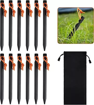 12X Heavy Duty Tent Canopy Camping Stakes Peg In Ground Nail Tent Stakes W/ Bag • $15.90