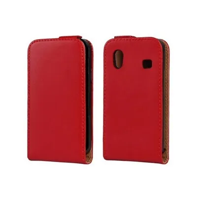 Red Leather Flip Case Foor Samsung Galaxy Ace S5830 /s5830i UK Fast Free Post • £3.69
