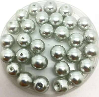 £2.25 • Buy 12mm Glass Faux Pearls - Pack Of 30 Round Pearl Beads - 100+ Colours And Mixes