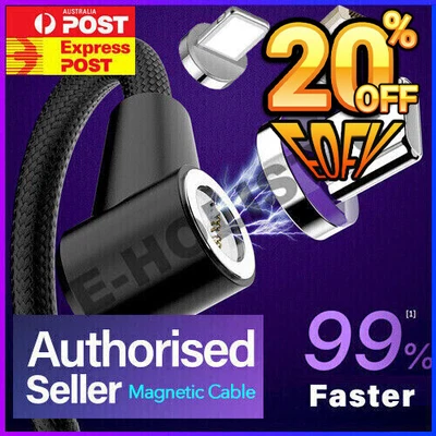 $4.76 • Buy 360° Magnetic I-Product Cable/Micro/Type C USB Fast Charging Charger For IPhone