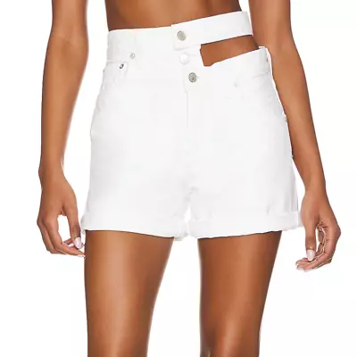 AGOLDE Broken Waistband Denim Short Milkshake White SIZE 27 Baggy Wide Leg NEW • £142.74