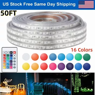 50FT LED Rope Light Waterproof Flexible Lights Strip 16 Colors Remote In/Outdoor • $49.86