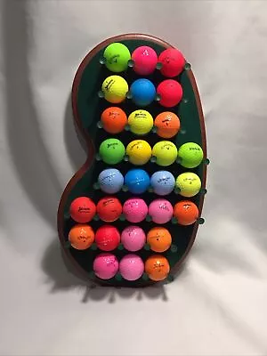 Hardwood Putting Green Golf Ball Display For Wall Mount Holds 29 Balls On Tees • $39.50