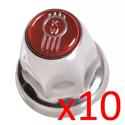 Kenworth Emblem Chrome Nut Cover; 33mm Acorn/flare; Lugnut; Cap; 10 Pack; Truck  • $48.90